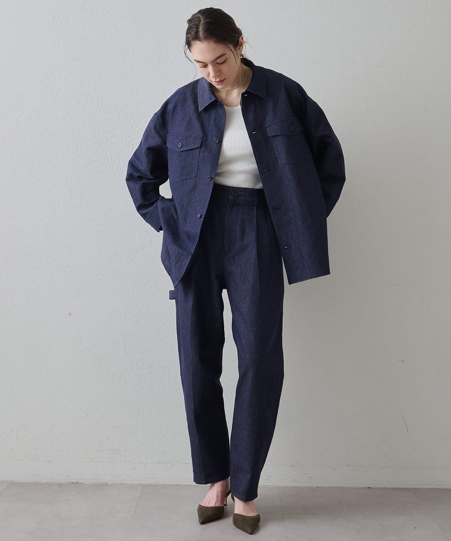 Drawing Numbers 棉麻牛仔面料襯衫