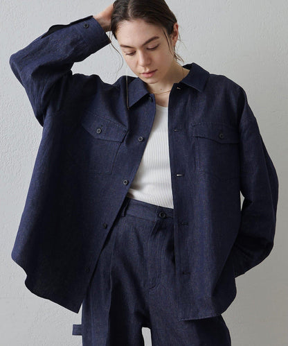 Drawing Numbers 棉麻牛仔面料襯衫