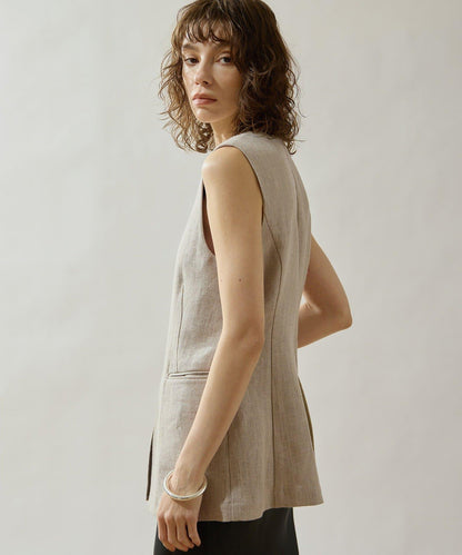 Drawing Numbers 重磅亞麻圓領馬甲