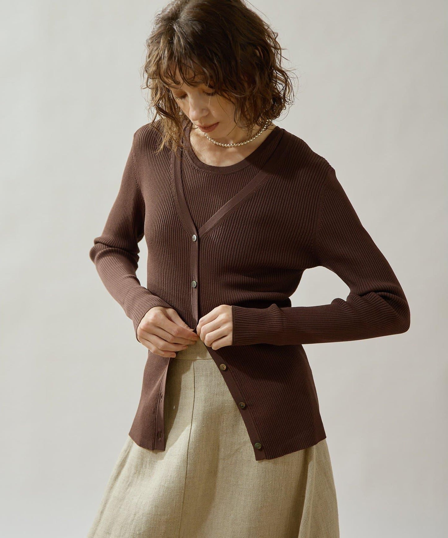 Drawing Numbers 羅紋V領針織開衫