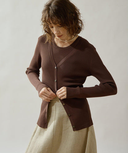 Drawing Numbers 羅紋V領針織開衫