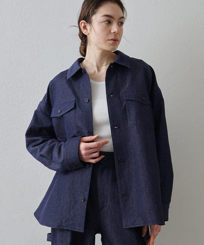 Drawing Numbers 棉麻牛仔面料襯衫