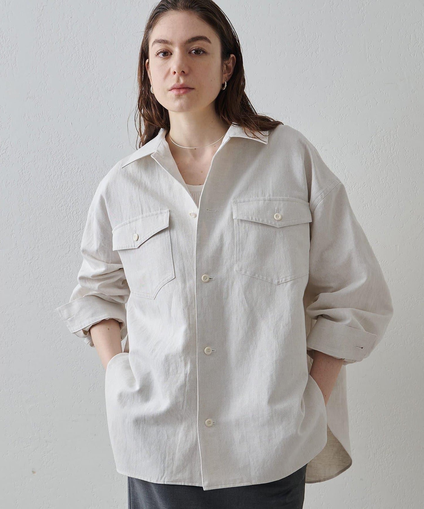 Drawing Numbers 棉麻牛仔面料襯衫