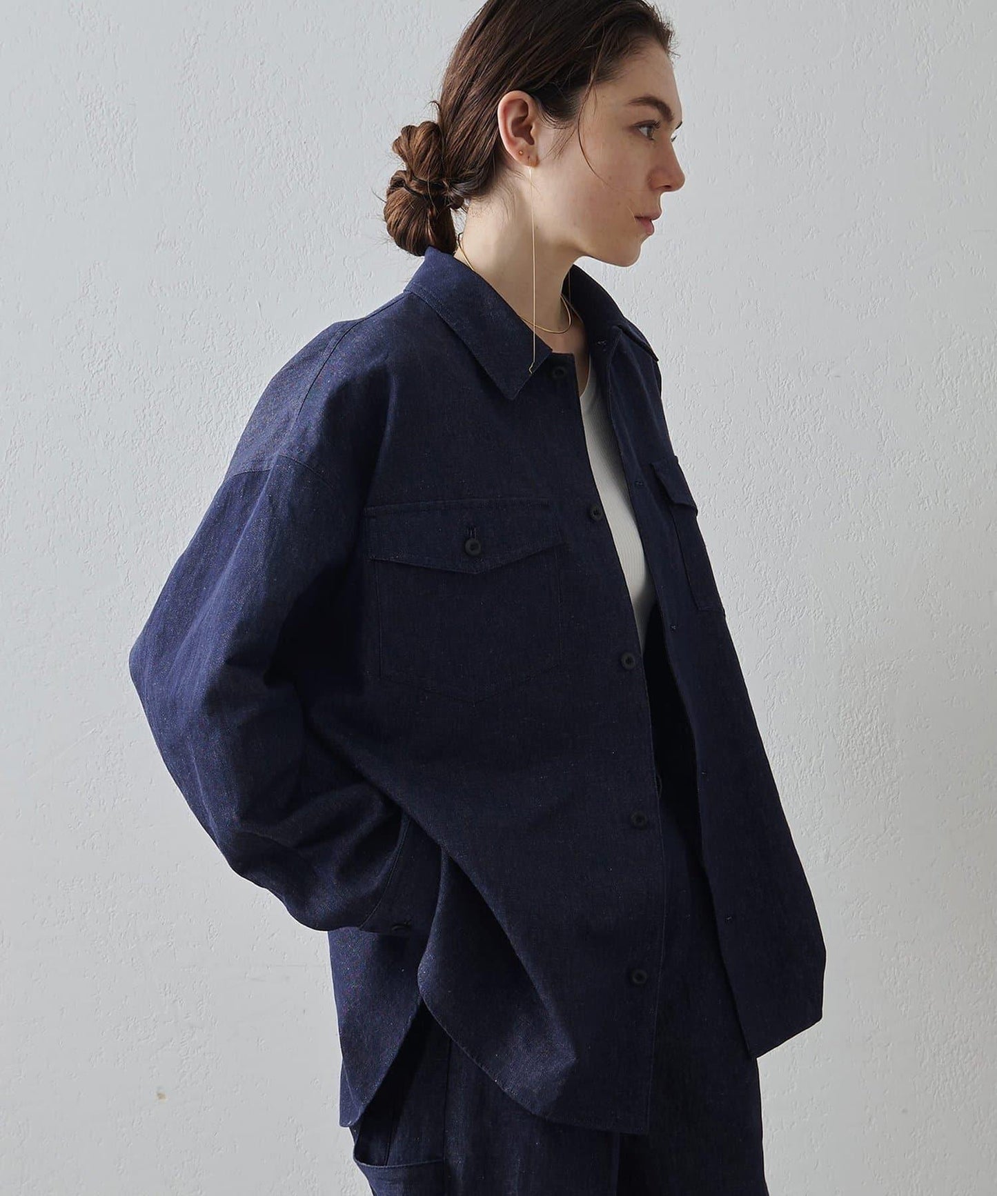 Drawing Numbers 棉麻牛仔面料襯衫