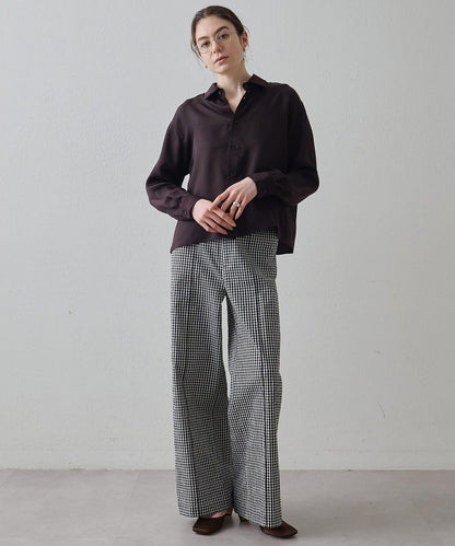 Drawing Numbers 有機棉格紋闊腿褲