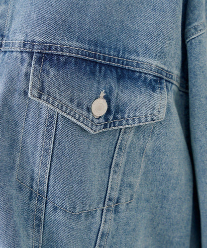 蕾絲可拆卸 大翻領 牛仔外套 【RMAF】 (Note: 英文/字母 RMAF 原樣保留)