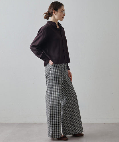 Drawing Numbers 有機棉格紋闊腿褲