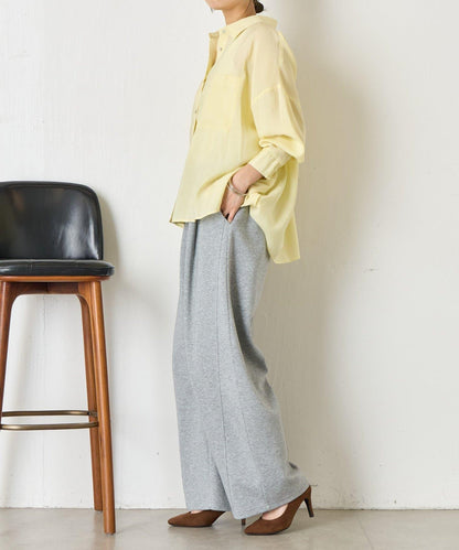 後弧形抽褶設計襯衫