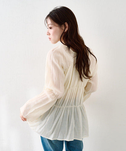 S.M尺碼可選 抽褶透紗 襯衫
