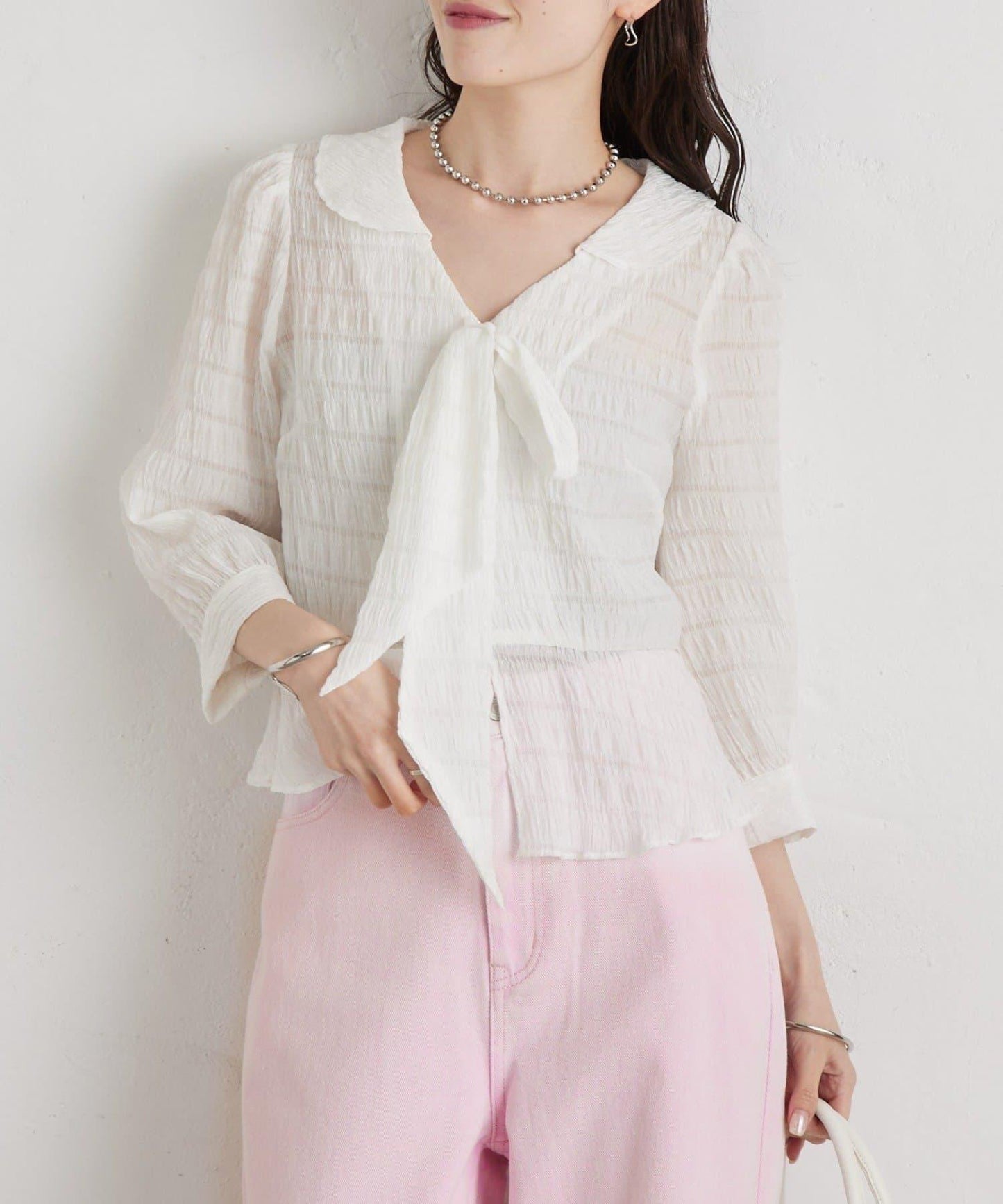 多重蝴蝶結設計女式襯衫