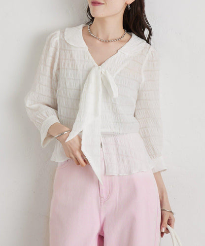 多重蝴蝶結設計女式襯衫