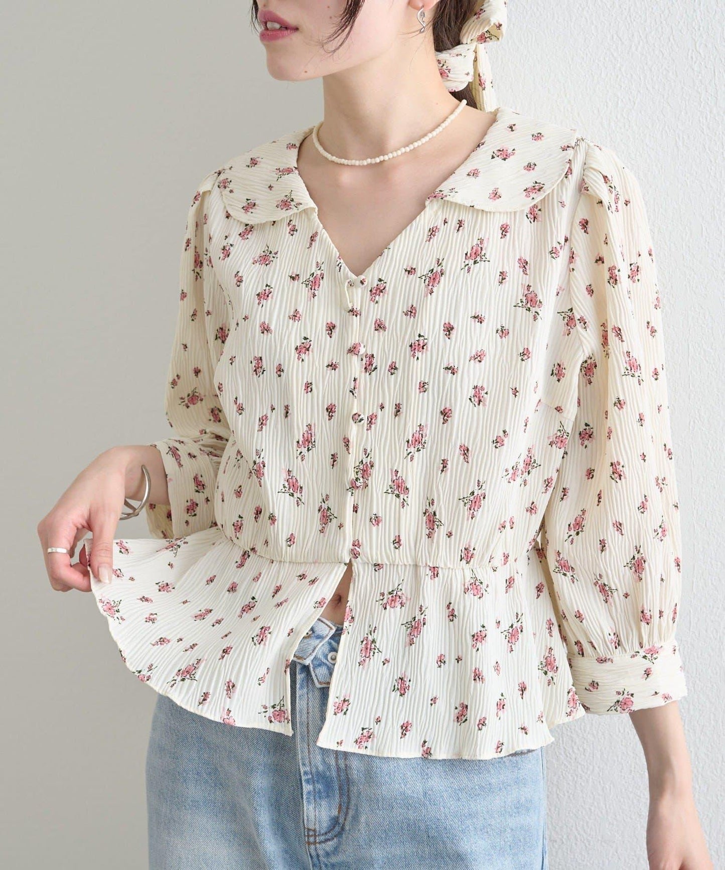 多重蝴蝶結設計女式襯衫