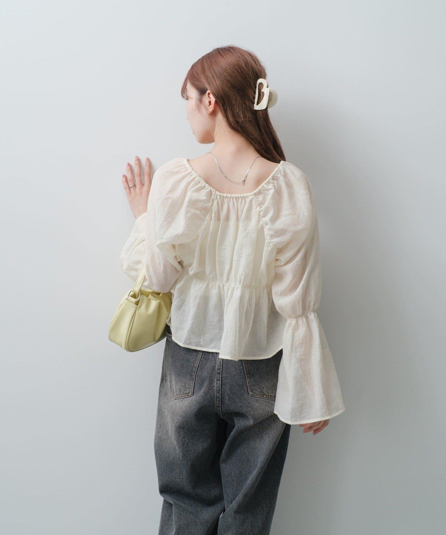 S.M尺碼可選 抽褶透紗 襯衫