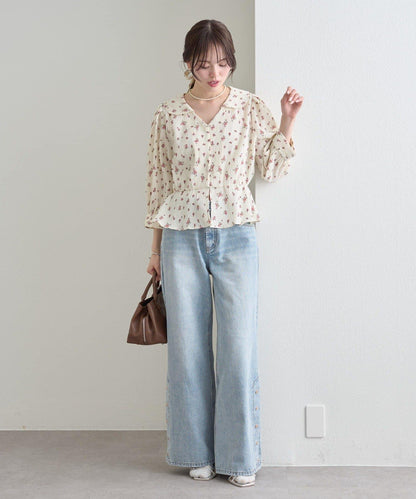 多重蝴蝶結設計女式襯衫