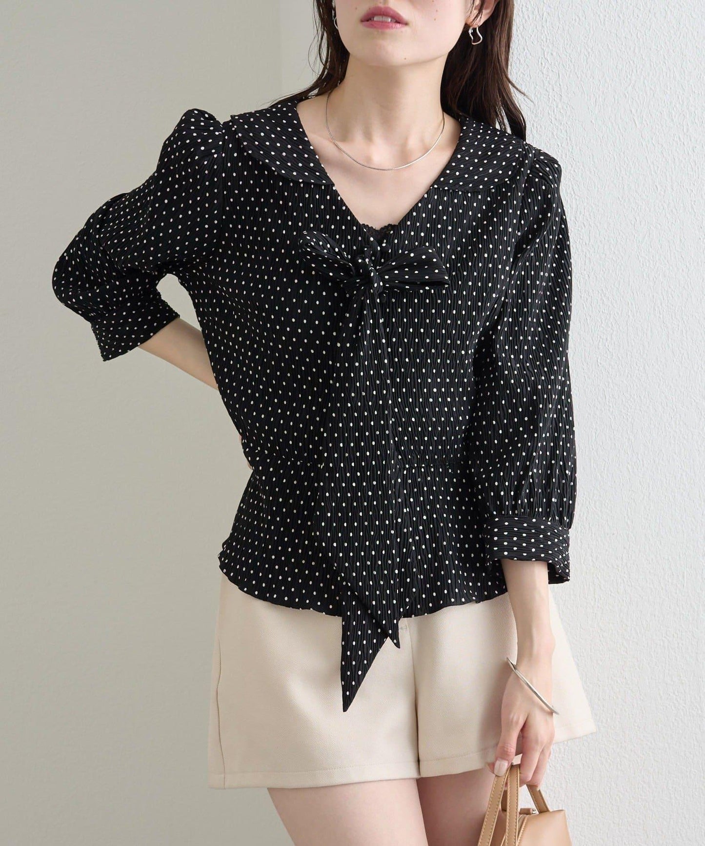 多重蝴蝶結設計女式襯衫