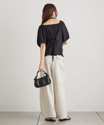 心形領泡泡袖襯衫