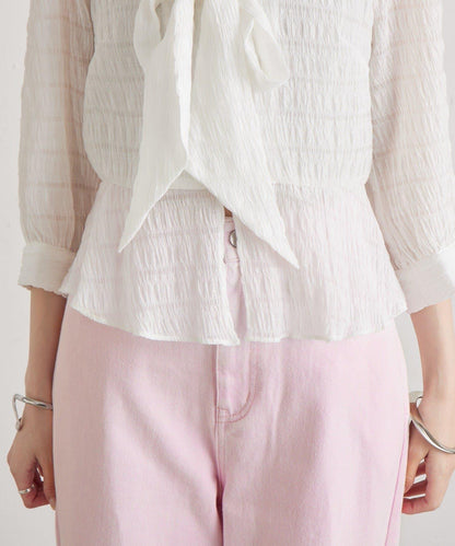 多重蝴蝶結設計女式襯衫