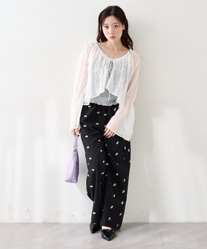 S.M尺碼可選 抽褶透紗 襯衫