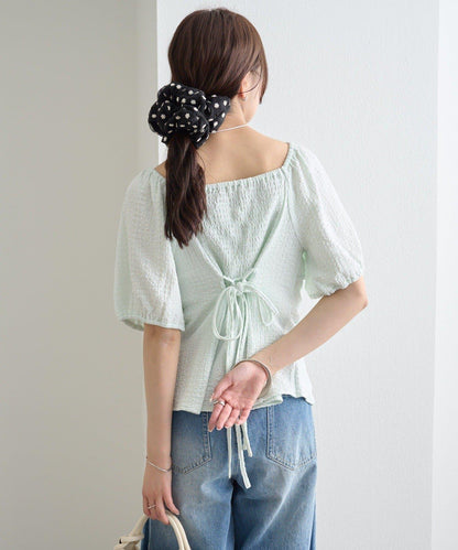 心形領泡泡袖襯衫