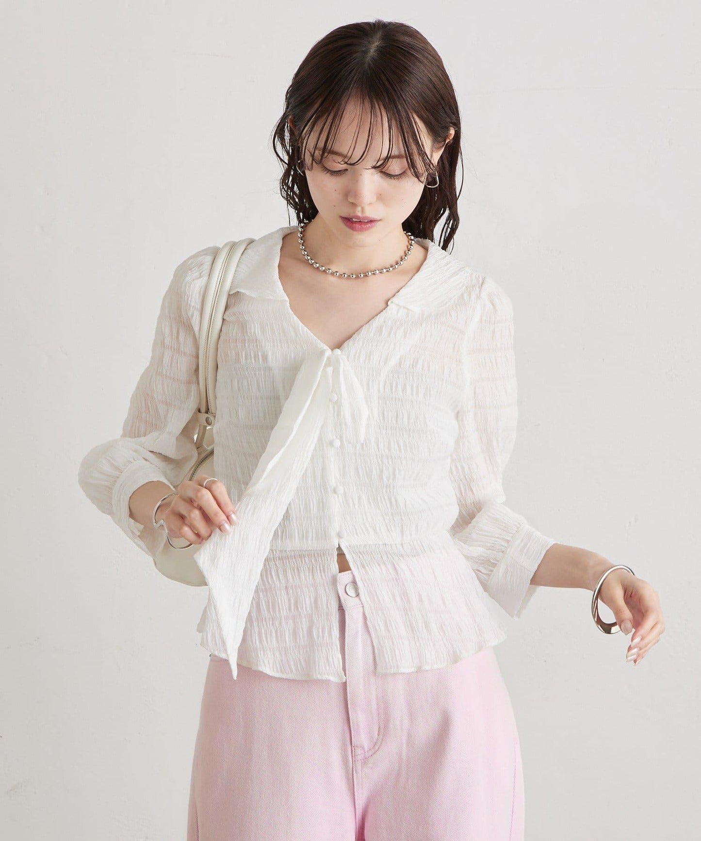 多重蝴蝶結設計女式襯衫