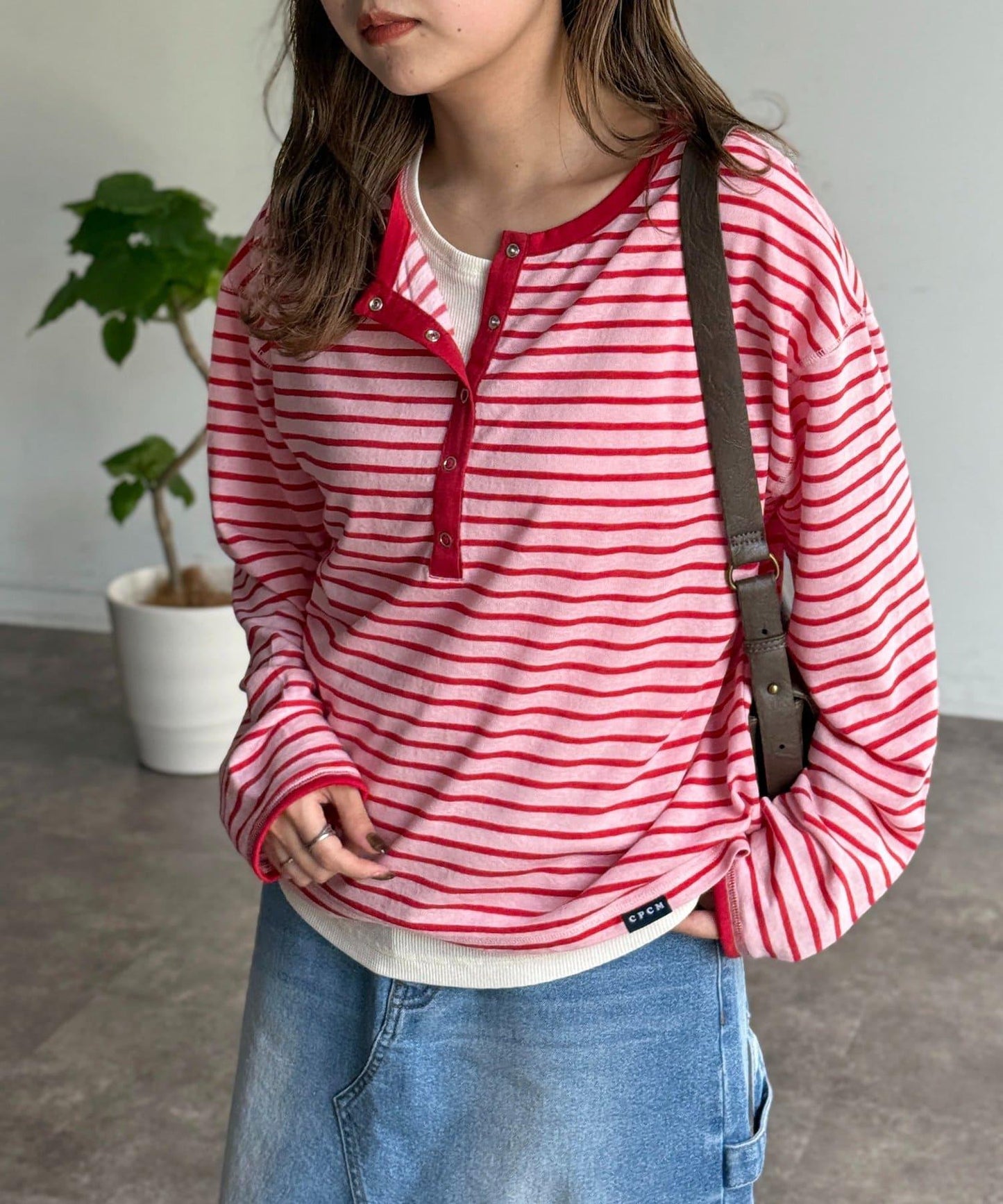 透視Henley設計背心套裝長袖T恤