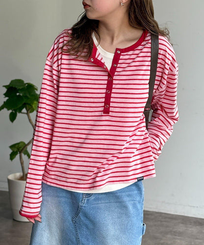 透視Henley設計背心套裝長袖T恤