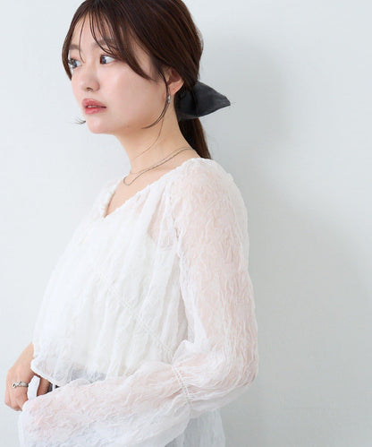 S.M尺碼可選 抽褶透紗 襯衫