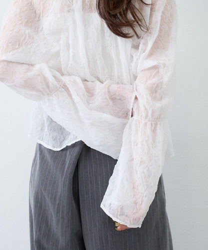 S.M尺碼可選 抽褶透紗 襯衫