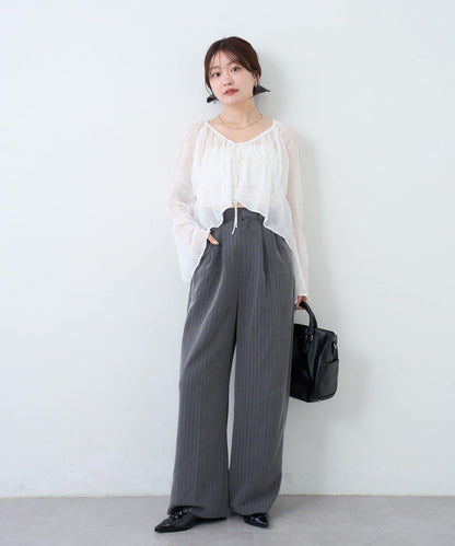 S.M尺碼可選 抽褶透紗 襯衫