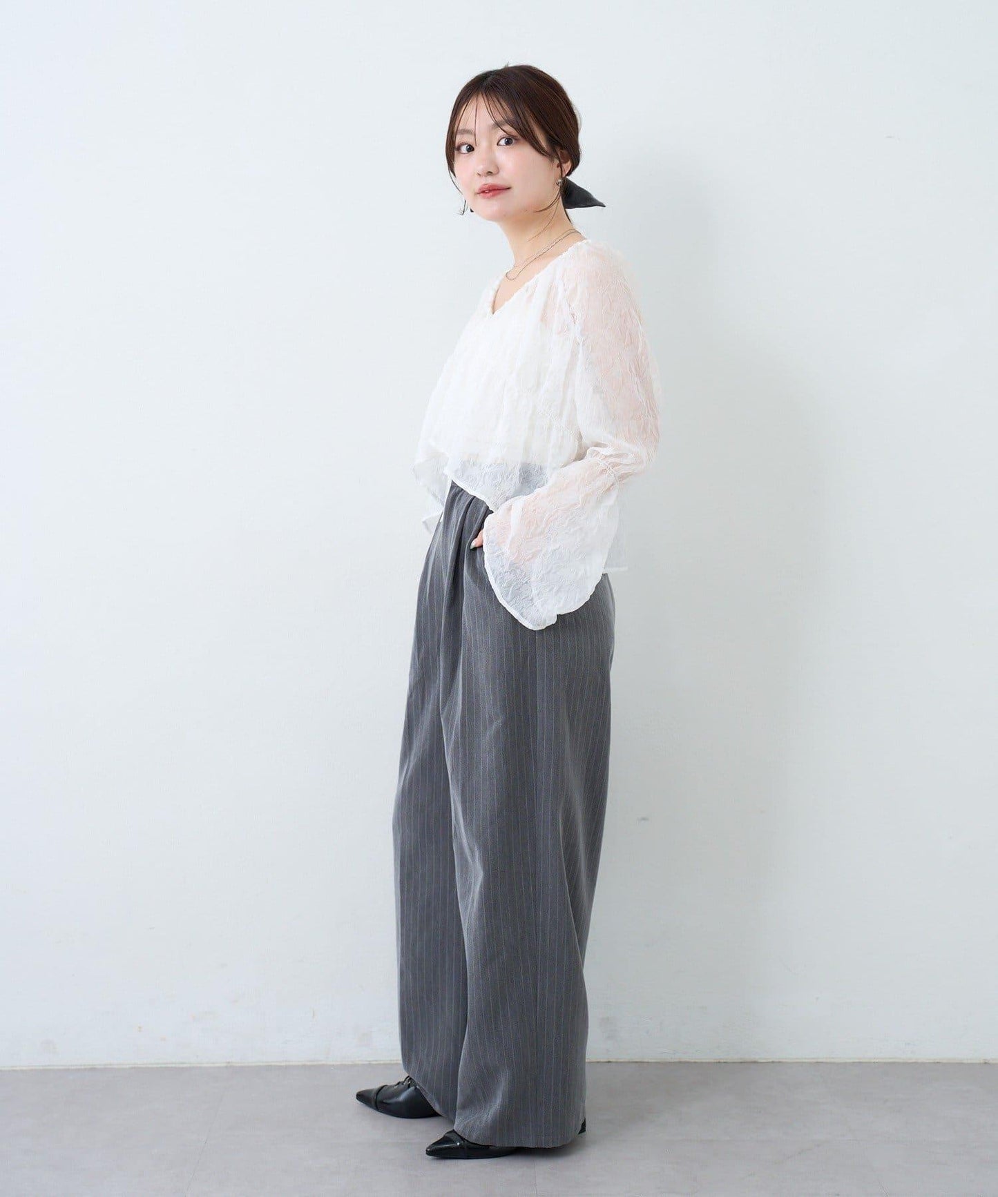 S.M尺碼可選 抽褶透紗 襯衫