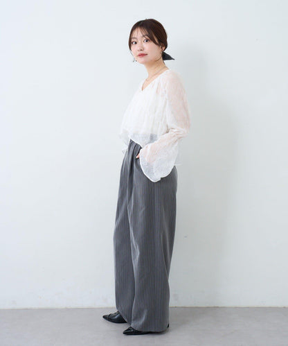 S.M尺碼可選 抽褶透紗 襯衫