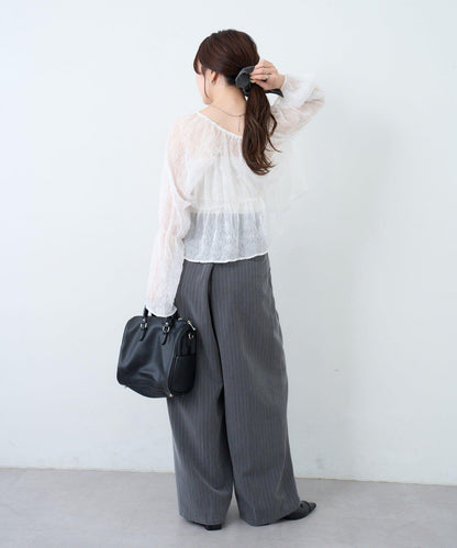 S.M尺碼可選 抽褶透紗 襯衫