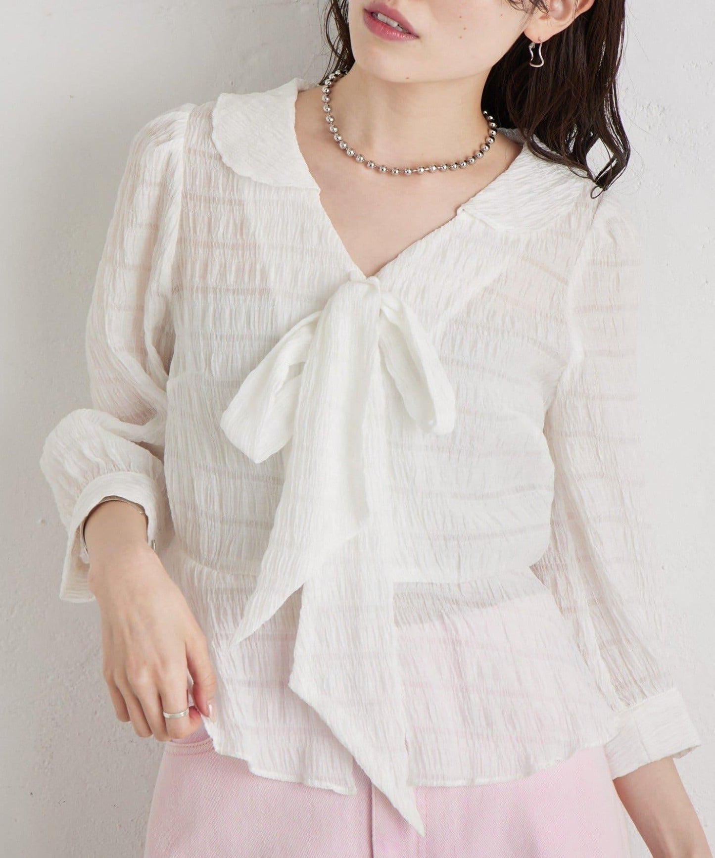 多重蝴蝶結設計女式襯衫