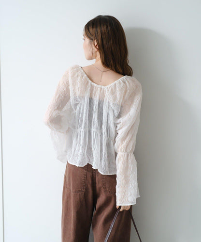 S.M尺碼可選 抽褶透紗 襯衫