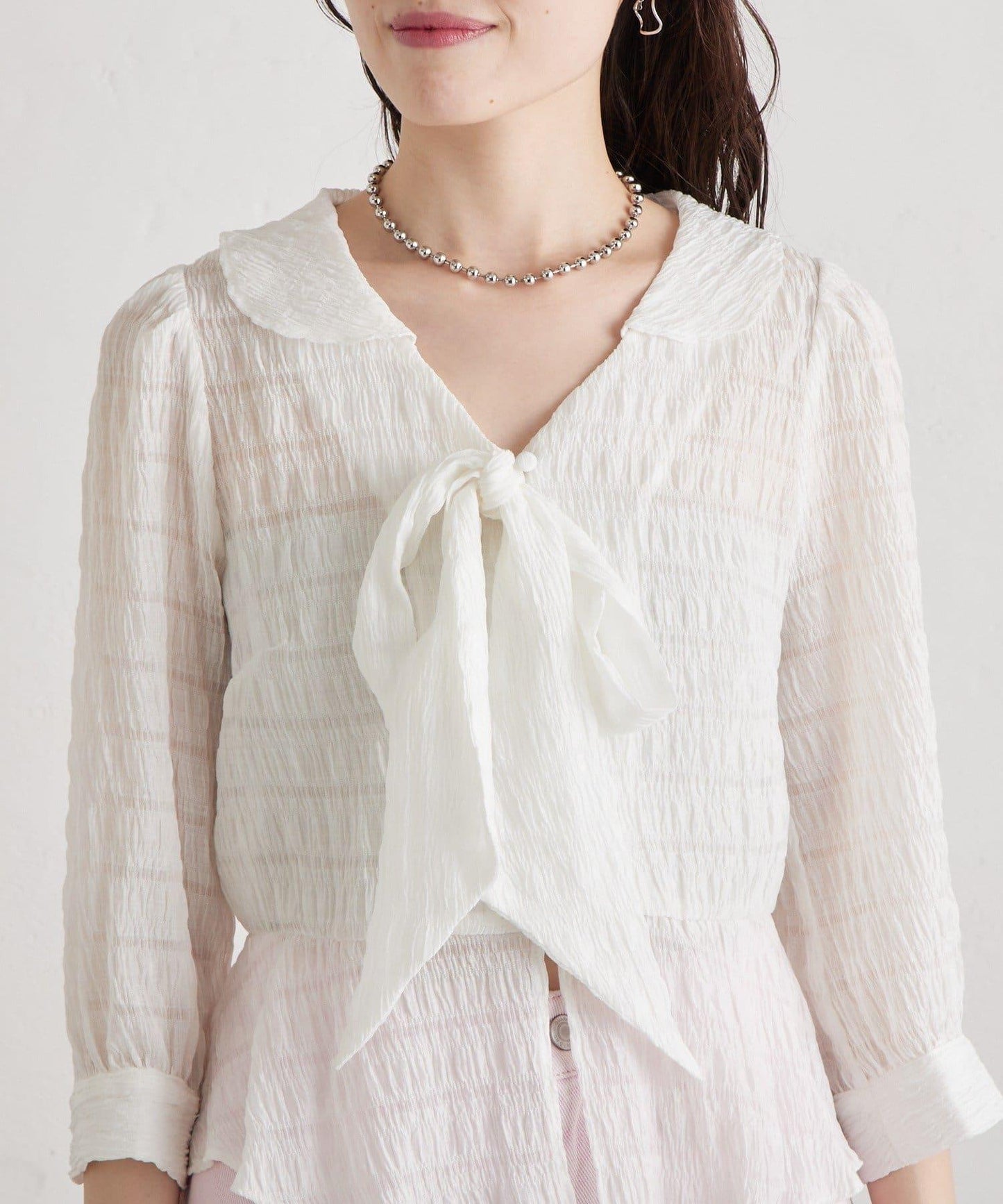 多重蝴蝶結設計女式襯衫