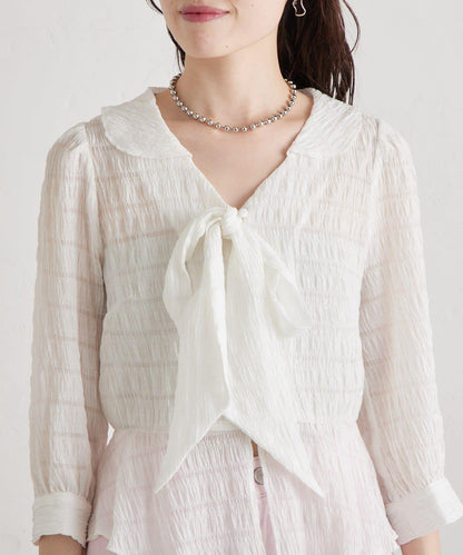 多重蝴蝶結設計女式襯衫