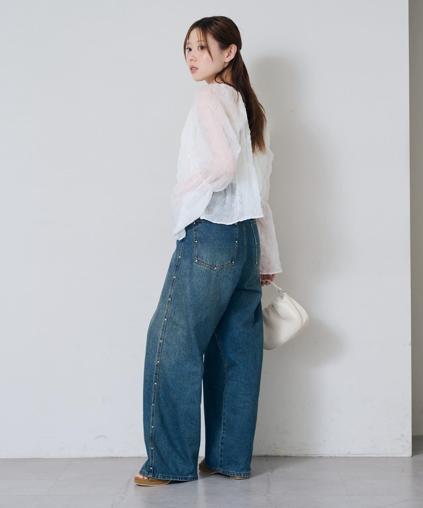 S.M尺碼可選 抽褶透紗 襯衫