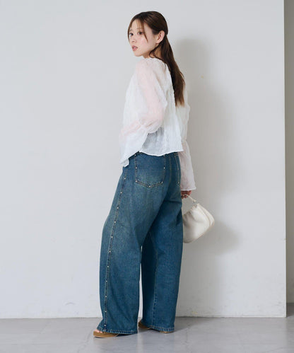 S.M尺碼可選 抽褶透紗 襯衫