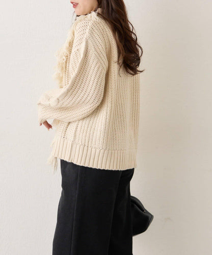流蘇圓領設計套頭上衣