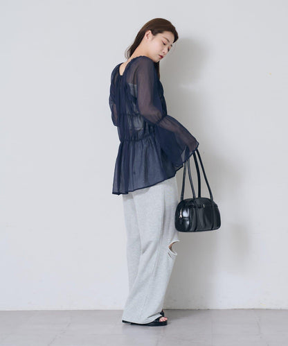 S.M尺碼可選 抽褶透紗 襯衫
