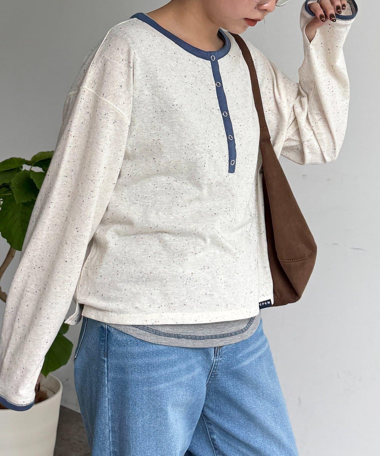 透視Henley設計背心套裝長袖T恤