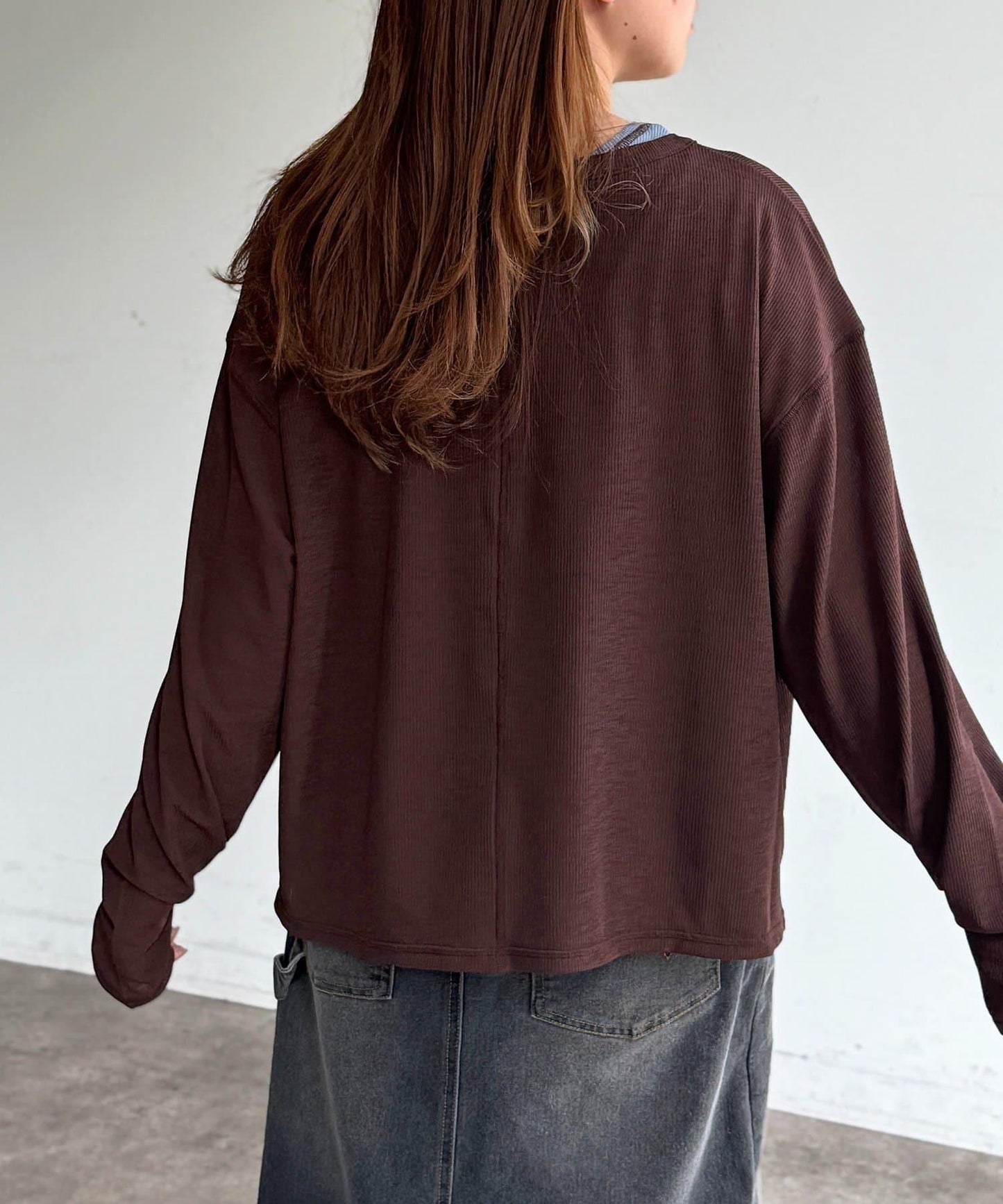 透視Henley設計背心套裝長袖T恤