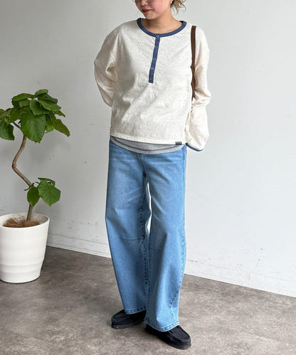 透視Henley設計背心套裝長袖T恤