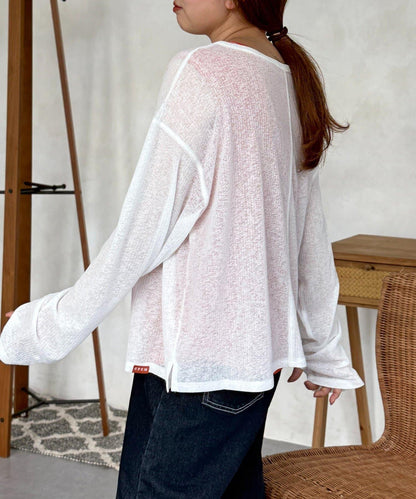 透視Henley設計背心套裝長袖T恤