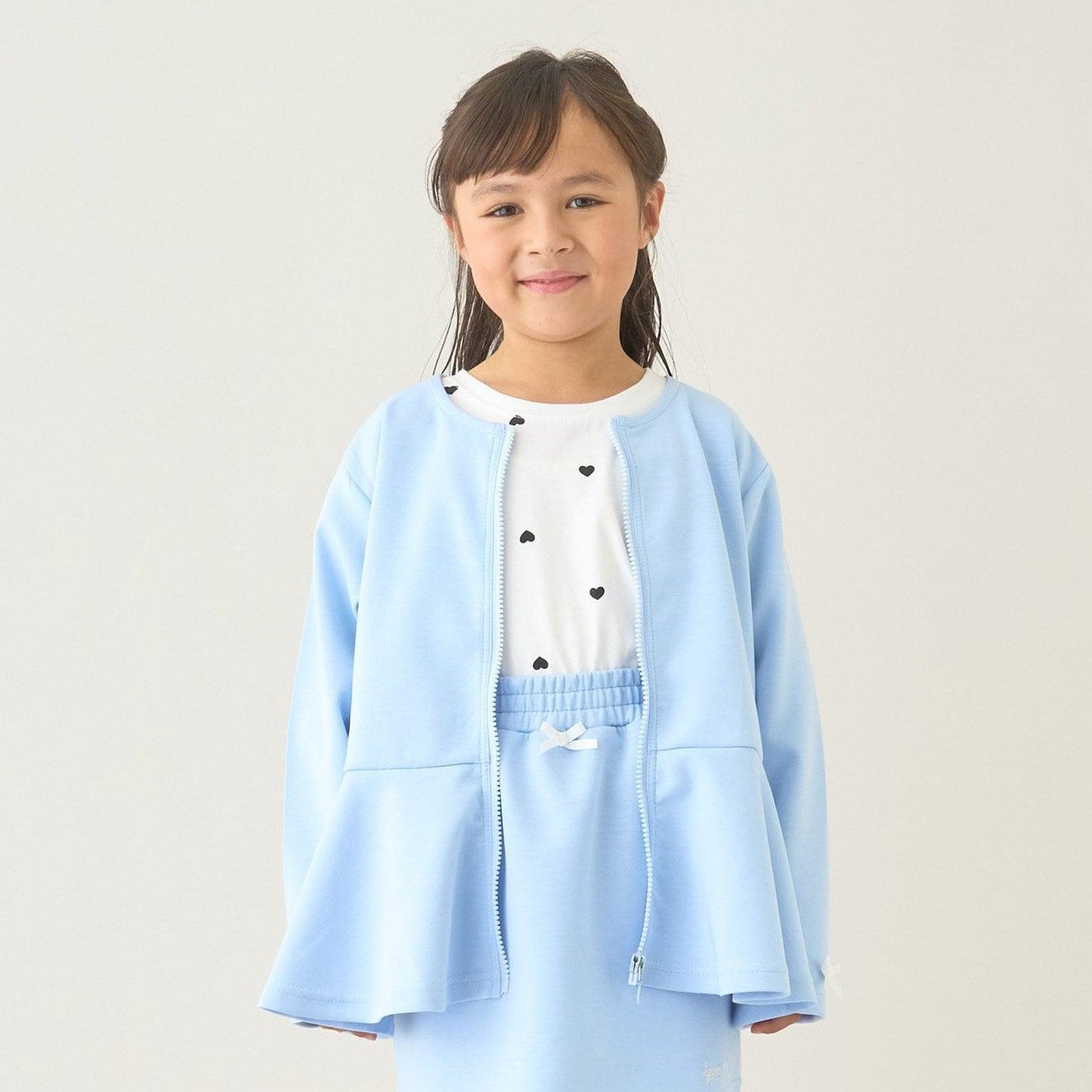 校園適用 泡泡袖 荷葉下襬 全拉鍊 衛衣