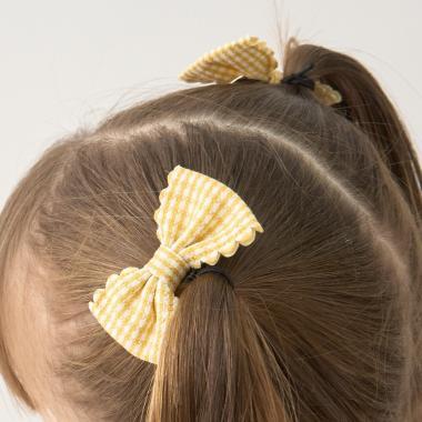 荷葉邊格紋蝴蝶結髮夾 2件套