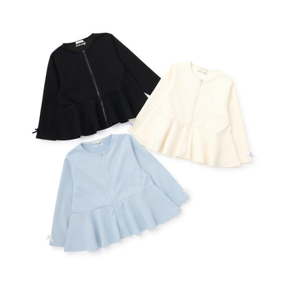 校園適用 泡泡袖 荷葉下襬 全拉鍊 衛衣