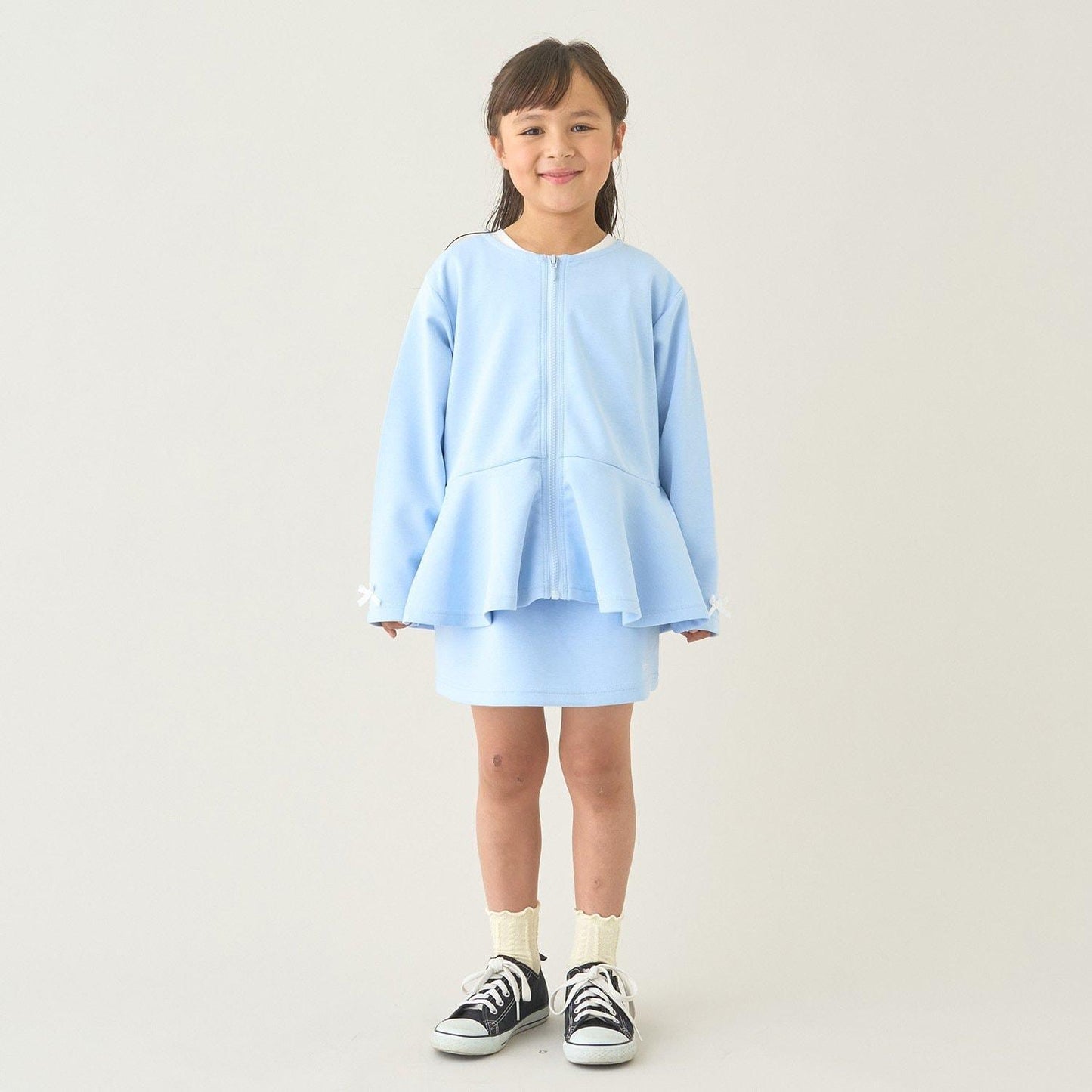 校園適用 泡泡袖 荷葉下襬 全拉鍊 衛衣