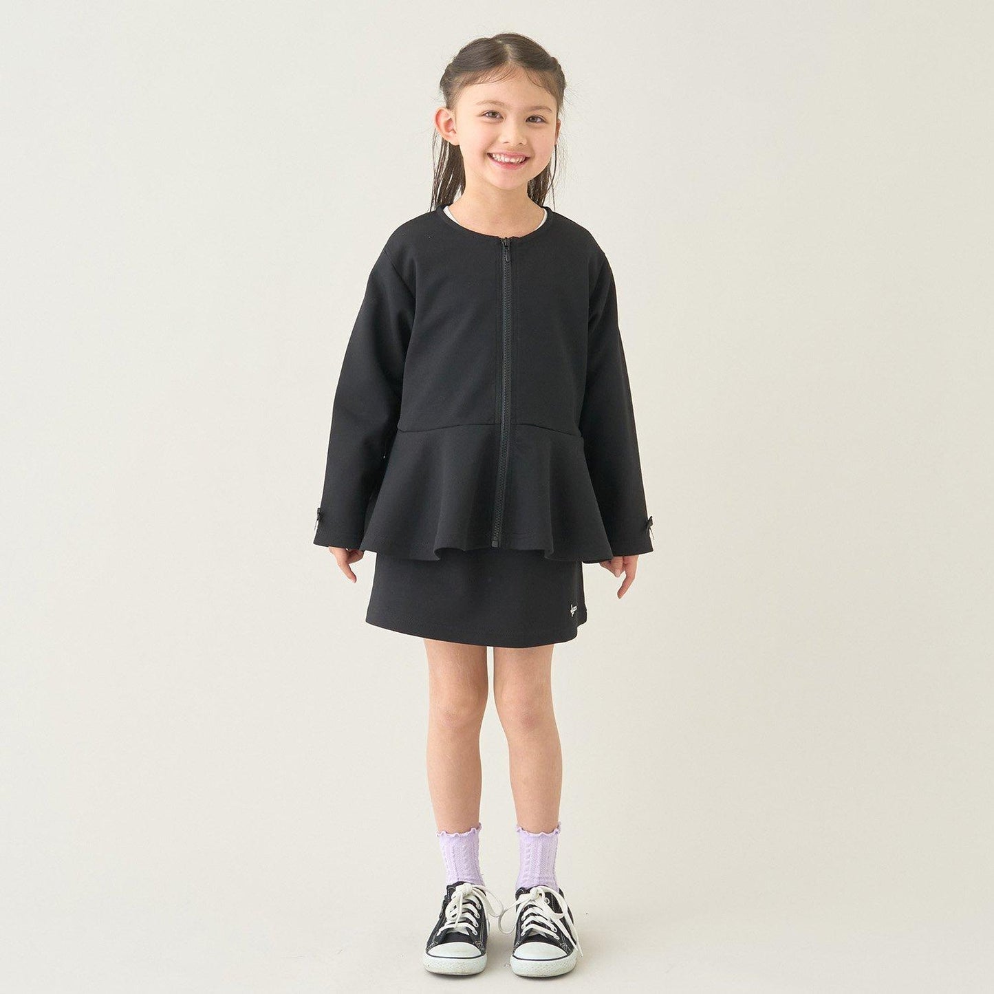 校園適用 泡泡袖 荷葉下襬 全拉鍊 衛衣