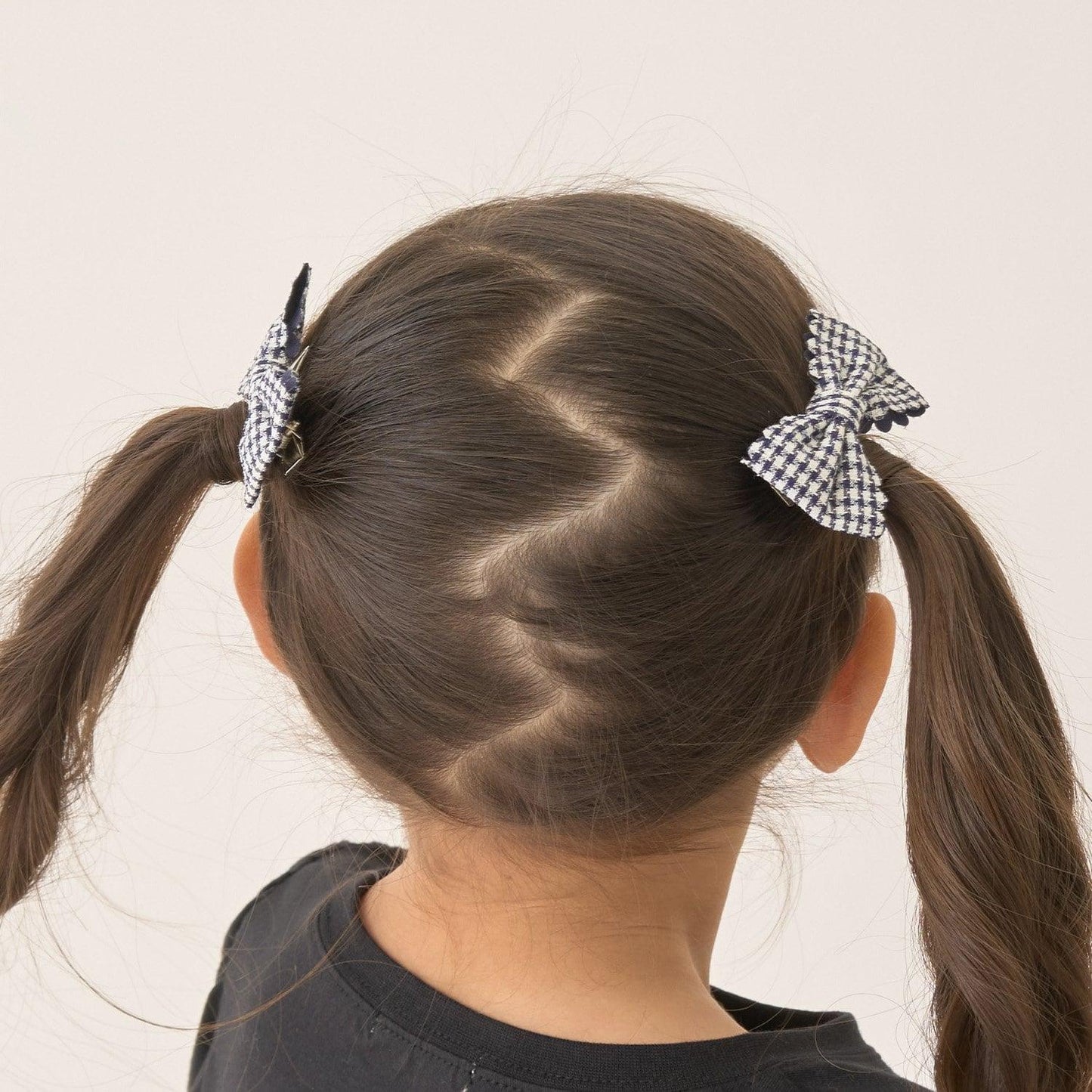 荷葉邊格紋蝴蝶結髮夾 2件套